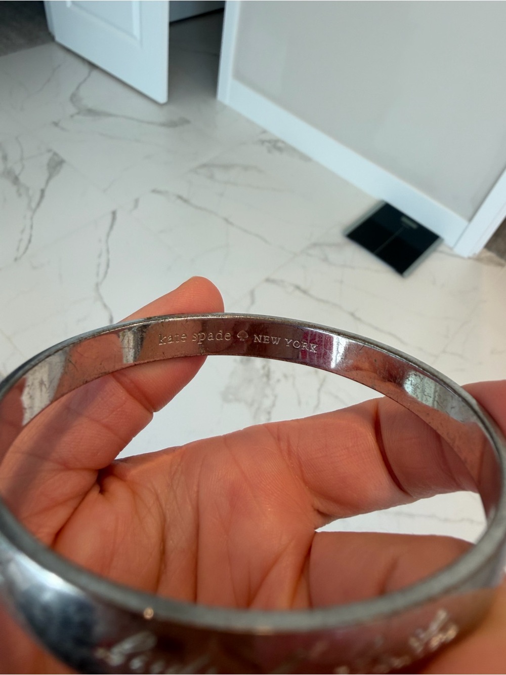 kate spade Silver Engraved Script Bangle Bracelet - Picture 5 of 5